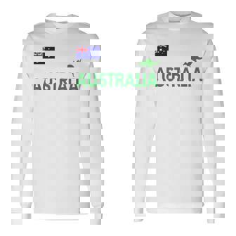 オーストラリア 国旗 カンガルー サッカー ラグビー フットボール 水泳 応援 長袖Tシャツ - Kawaiitshirt