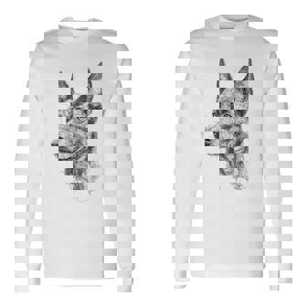 オーストラリアンケルピー 犬 モチーフ ペット アートワーク オーストラリアンケルピー 長袖Tシャツ - Kawaiitshirt