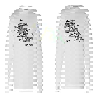 カエル 相撲 伝統 浮世絵 のようなカエルイラスト かわいい 渋かっこいい ワンポイント 長袖Tシャツ - Kawaiitshirt