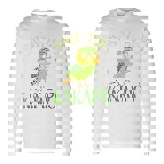 カカポ絶滅危惧保全啓発鳥を救え 長袖tシャツ 長袖Tシャツ - Kawaiitshirt