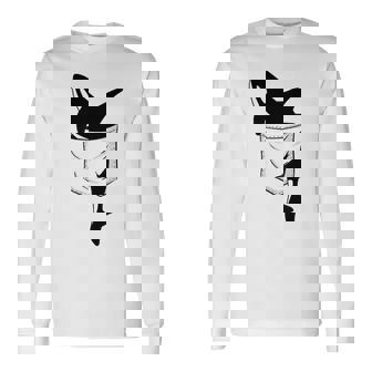 カジュアルなシャチ 面白いオルカをポケットに 長袖Tシャツ - Kawaiitshirt