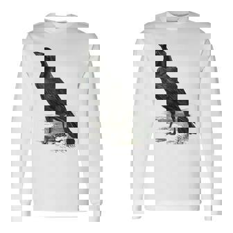 カラス ビンテージ イラスト カラス 長袖Tシャツ - Kawaiitshirt