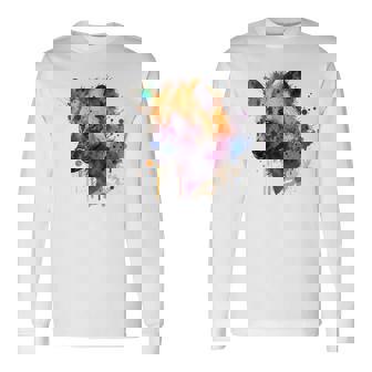 カラフルなハイエナプレデター 水彩画携帯電話ケース 長袖Tシャツ - Kawaiitshirt
