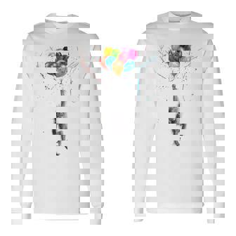 カラフルな顔 赤ちゃん オランウータン ハンギングバルーン グラフィック 猿 長袖Tシャツ - Kawaiitshirt