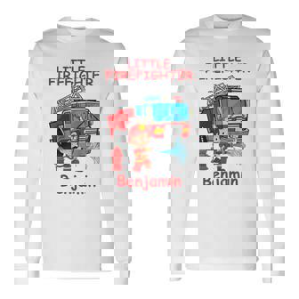 キッズ 消防署の消防車 小さな消防士ベンジャミン 長袖Tシャツ - Kawaiitshirt