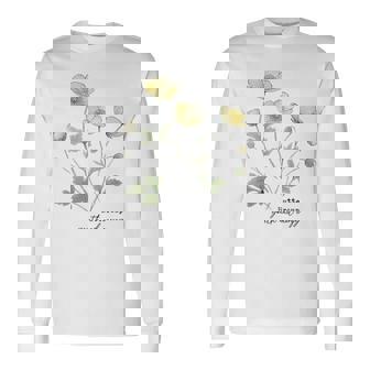 キンポウゲ 花柄 ボタニカルtシャツ ヴィンテージ 自然 野花 アート 長袖Tシャツ - Kawaiitshirt