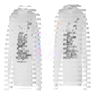 ギターを弾く猫 ネコ おもしろ かわいい ロック おしゃれ 長袖Tシャツ - Kawaiitshirt