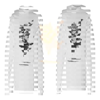 ギターを弾く面白い猫 面白いギター猫 長袖Tシャツ - Kawaiitshirt