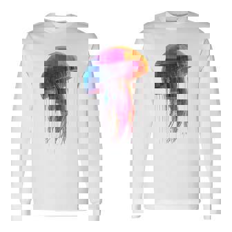 クラゲ 幾何学模様 動物 抽象 カラフル アート クラゲ 長袖Tシャツ - Kawaiitshirt