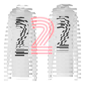 クールなレトロなレタリングジャージ、背番号2 Two Dos 長袖Tシャツ - Kawaiitshirt