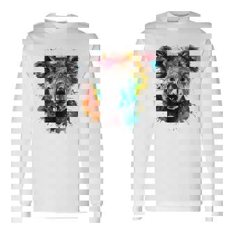 コアラ アートワーク カラフル アートアニマル コアラ 長袖Tシャツ - Kawaiitshirt