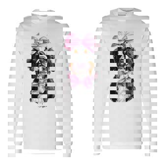 コケットボウ バーニーズマウンテンドッグ ママピンクリボンガール 長袖Tシャツ - Kawaiitshirt