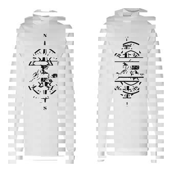 コンパス ローズ マウンテン シーン 自然 恋人 ハイキング バックパッキング 長袖Tシャツ - Kawaiitshirt