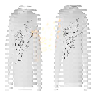 コーギー フラワー フライ タンポポ 面白い かわいい 犬好き ウェルシュ コーギー 長袖Tシャツ - Kawaiitshirt