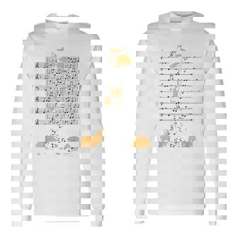 コーギー 犬 音符 音符 ミュージシャン かわいい コーギー 犬 長袖Tシャツ - Kawaiitshirt