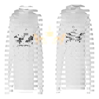 バックプリント コーヒーとジャーマン シェパード 長袖Tシャツ - Kawaiitshirt