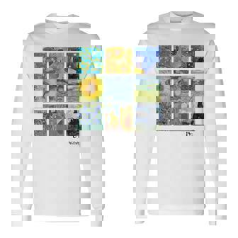 ゴッホの絵画、ひまわり、星月夜 長袖Tシャツ - Kawaiitshirt