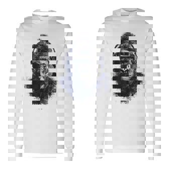 ゴリラ 描画 動物 イラスト 抽象画 アート ゴリラ 長袖Tシャツ - Kawaiitshirt