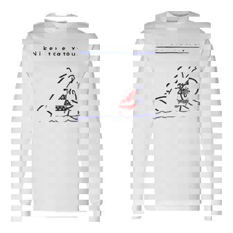 サメのことわざ ブラックユーモア Nice To Eat Yo 長袖Tシャツ - Kawaiitshirt