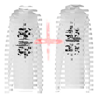 サルディニア国旗イタリア、四つのムーア国旗、グランジアート効果 長袖Tシャツ - Kawaiitshirt