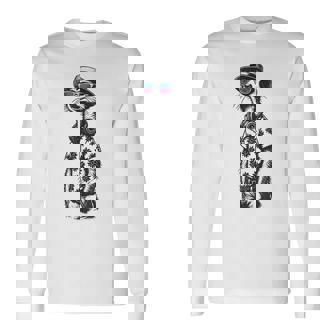 サングラスとヘッドフォンをしたミーアキャット 長袖Tシャツ - Kawaiitshirt