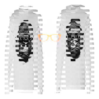 サングラスをかけたクールなゴリラグラフィックアート 長袖tシャツ 長袖Tシャツ - Kawaiitshirt