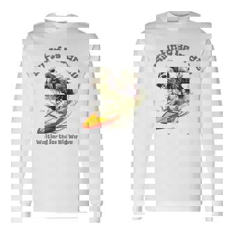 サーフィン 犬 ビアデッドコリー かわいい 面白い 長袖Tシャツ - Kawaiitshirt