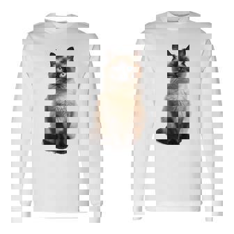 シャム猫 美人 雄大なシャム猫 ラブリーシャム猫 長袖Tシャツ - Kawaiitshirt