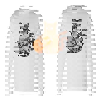 シャム猫ギタリスト ミーザー ギター奏者 長袖Tシャツ - Kawaiitshirt