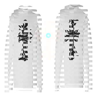 シルバークロス ブルーダイヤ 長袖tシャツ 長袖Tシャツ - Kawaiitshirt