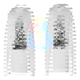 シロクマ 動物 カラフル 動物園 アート 描画 シロクマ 長袖Tシャツ - Kawaiitshirt