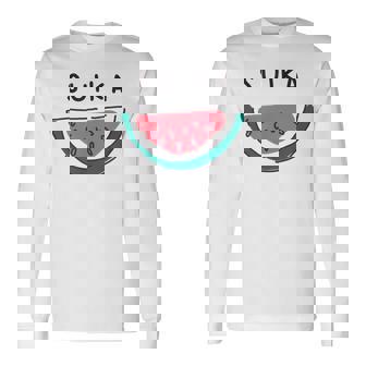 スイカuika 果物 すいか フルーツ スイカ好き かわいい おしゃれ シンプル 長袖Tシャツ - Kawaiitshirt