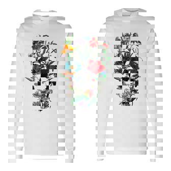 スカルフラワー チューリップ シュガースカルツリー フローラル スカルローズ 長袖Tシャツ - Kawaiitshirt