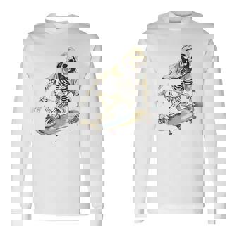 スケートボード スケルトン スケーター スケートボーダー スケートボード 長袖Tシャツ - Kawaiitshirt