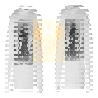 セクシーガールグラフィックtシャツ セクシーなブルネットエンジェルピンナップバックプリント 長袖Tシャツ - Kawaiitshirt