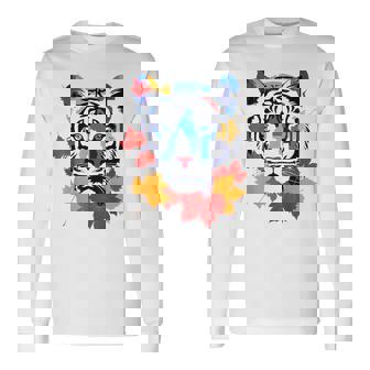 タイガー 動物 自然 動物園 抽象芸術 顔 虎 長袖Tシャツ - Kawaiitshirt