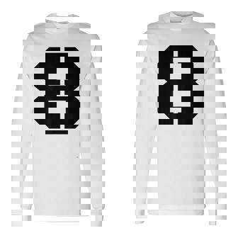 タイポグラフィ 太字 ステンシル 8番 数字 8 長袖Tシャツ - Kawaiitshirt