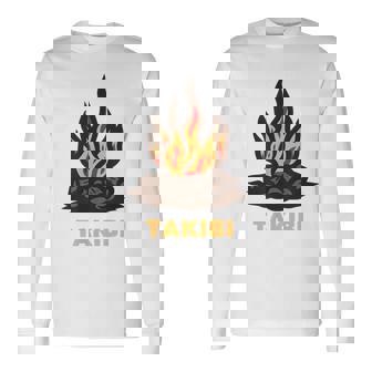 タキビ Takibi 焚き火 たきび キャンプ イラスト かわいい おもしろ キャンプグッズ 長袖Tシャツ - Kawaiitshirt