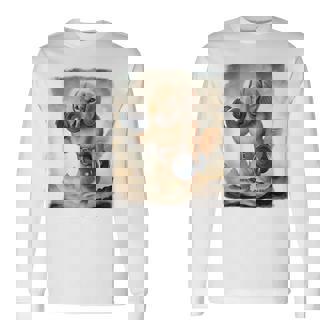 ダックスフンド 犬 筋トレ ウェイトリフティング ダンベル付き 長袖Tシャツ - Kawaiitshirt