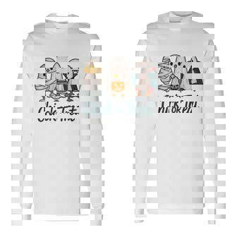 チックオアトリートハロウィンかわいいゴーストヴァンパイア 長袖Tシャツ - Kawaiitshirt