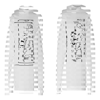 チリと近隣諸国の手描き黒線地図 長袖Tシャツ - Kawaiitshirt