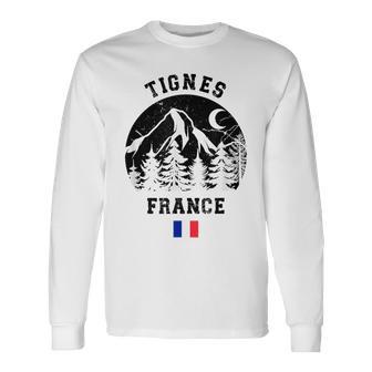 ティニュ フランス アルプス スキー場 アルペンスキー フランス国旗 長袖Tシャツ - Kawaiitshirt