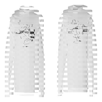 ティラノサウルス 黒線画 長袖Tシャツ - Kawaiitshirt