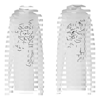 デコピンと大谷さん 手を繋ぐ 長袖Tシャツ - Kawaiitshirt