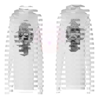 ホワイト トイプードル 犬 いぬ 顔 長袖Tシャツ - Kawaiitshirt