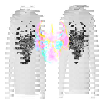 トリケラトプス 恐竜 グラフィック サングラス アートワーク トリケラトプス 長袖Tシャツ - Kawaiitshirt