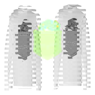 トロピカル アニマル トカゲ 爬虫類ラバー ポケット カメレオン 長袖Tシャツ - Kawaiitshirt