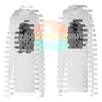 トロピカル ビーチ ヤシの木 ヴィンテージ レトロ 70年代 80年代 航海 長袖Tシャツ - Kawaiitshirt