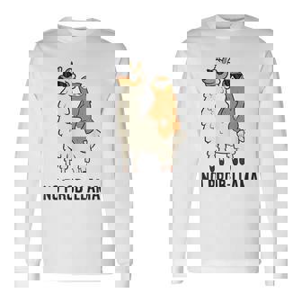 ナマケモノ乗り ラマ ノープルーラマ ラマ 長袖Tシャツ - Kawaiitshirt