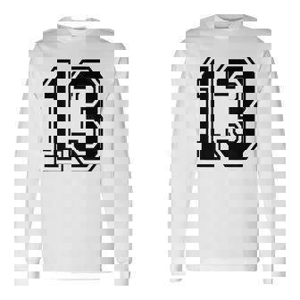 ナンバー13 カレッジスポーツチーム 黒文字 長袖Tシャツ - Kawaiitshirt